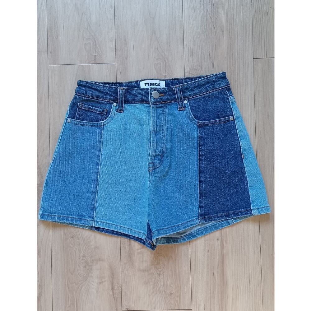 RSQ Pieced Patchwork High Rise Button-Fly Denim Shorts S EUC - Picture 4 of 9